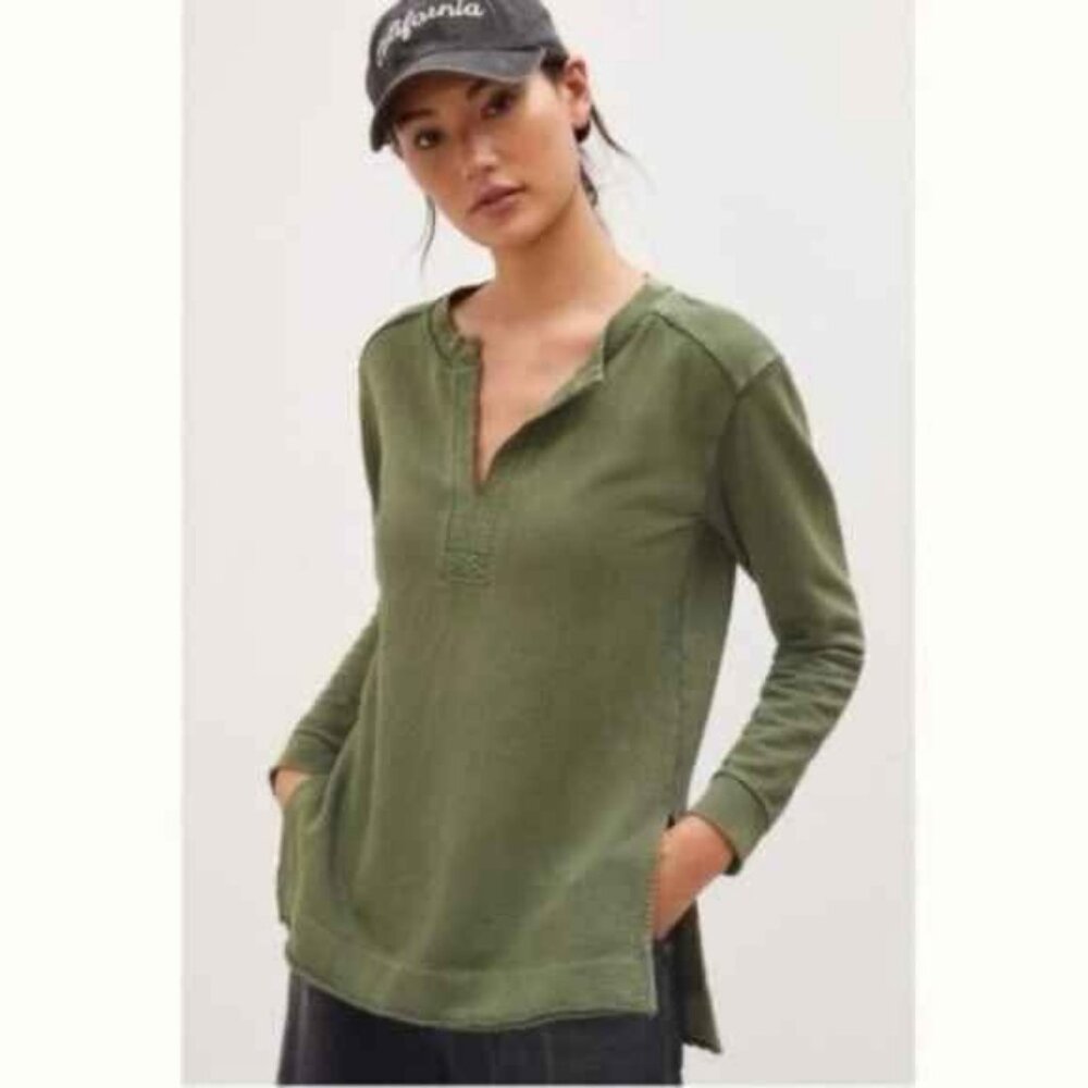 Anthropologie Pilcro Green Split-Hem Tunic/Sweatshirt Size XXS